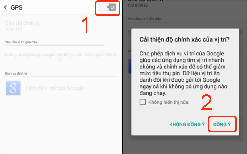Tiến h&agrave;nh bật GPS