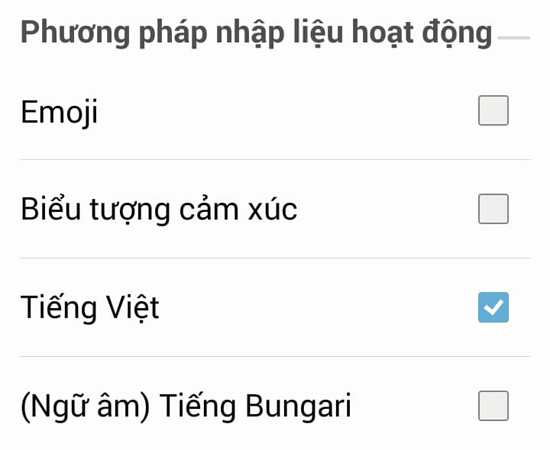 Bước 5: Để có thể gõ có dấu, bạn đánh dấu check vào ô Tiếng Việt.