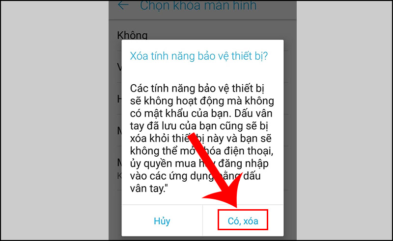 Nhấn vào Có, xóa.