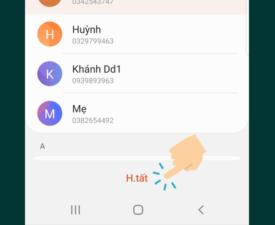 chọn số thuê bao trong danh bạ để chặn