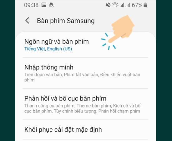Chọn vào Bàn phím samsung