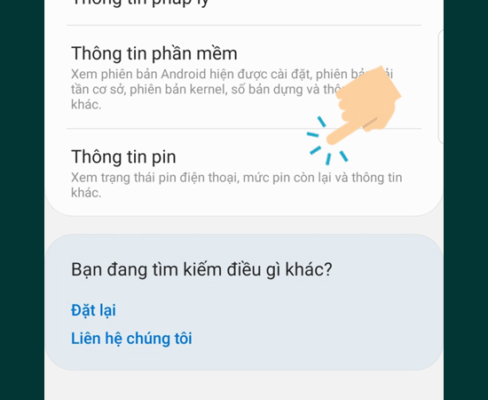 Chọn vào Thông tin Pin