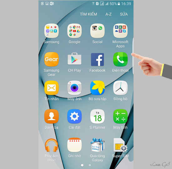 Danh bạ ở màn hình cạnh Samsung Galaxy S7 Edge