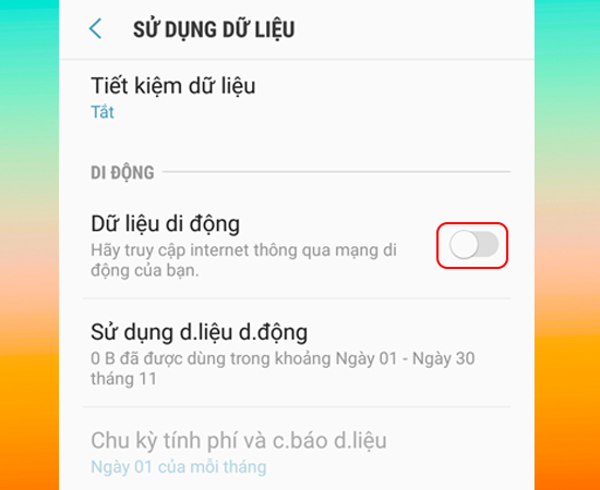 Bật Dữ liệu di động