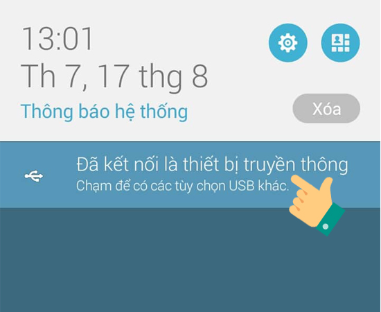 Bước 2: Bạn nhấp chọn v&agrave;o Chạm để c&oacute; c&aacute;c t&ugrave;y chọn USB kh&aacute;c để thiết lập kết nối.