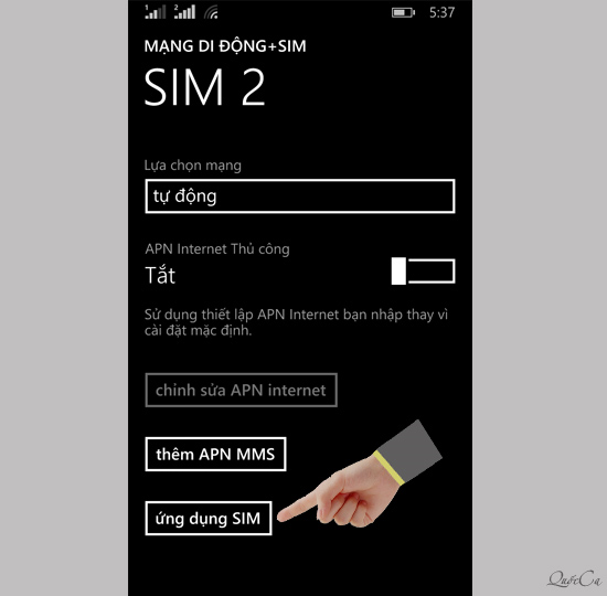 Chọn ứng dụng sim