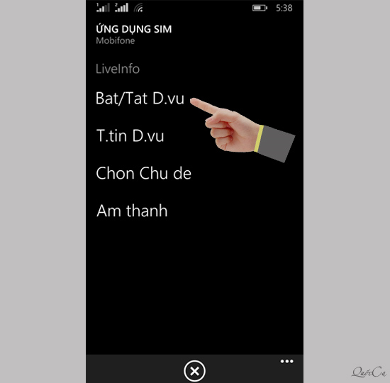 Chọn Bật/Tắt dịch vụ