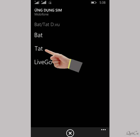 Chọn Tắt > Xác nhận 