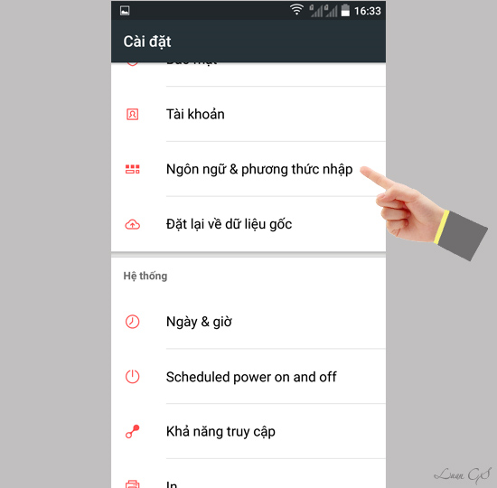 Ngôn ngữ và phương thức nhập"