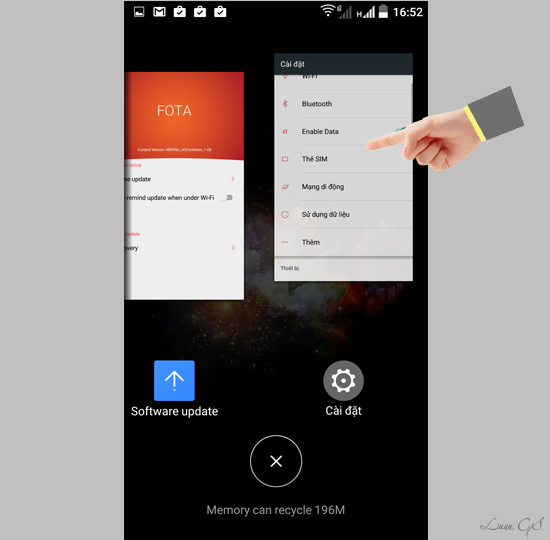 Vuốt ứng dụng cần xóa lên trên