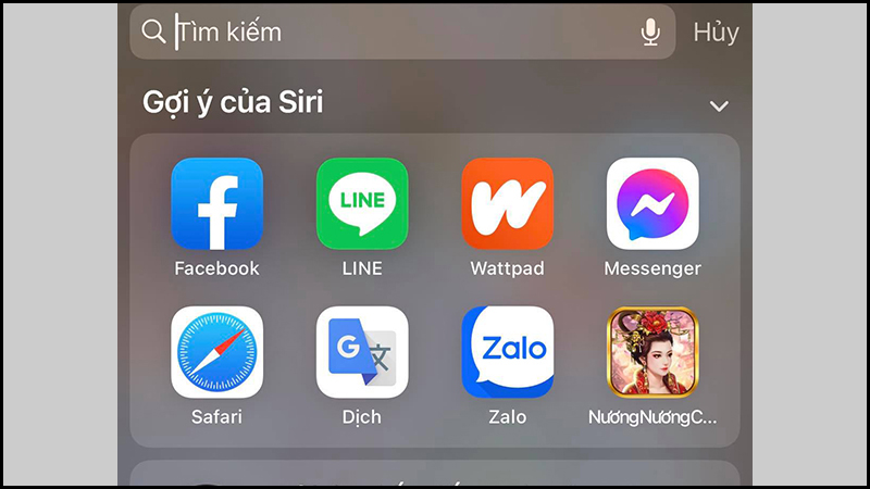 Vuốt từ trên xuống để hiển thị thanh tìm kiếm