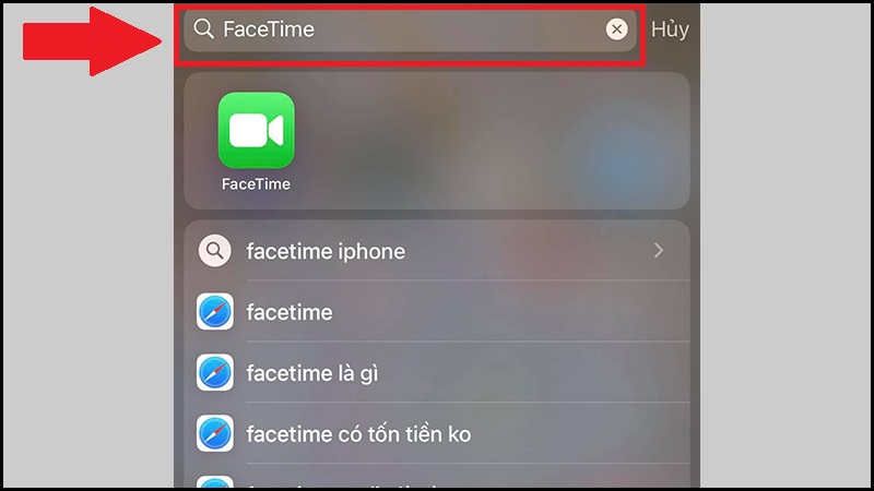 Tìm kiếm ứng dụng Facetime