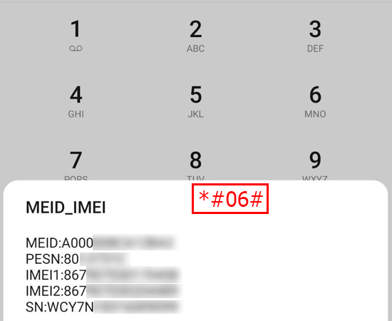 Bước 1: Kiểm tra số IMEI trên điện thoại của bạn bằng cách vào trình gọi và nhấn *#06# hoặc bạn có thể xem trên phần thông tin của máy.