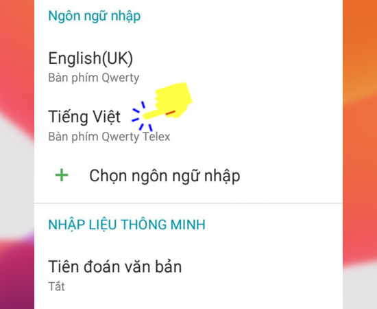 - Bước 4: Và bây giờ bạn hãy chọn tiếp Tiếng Việt.