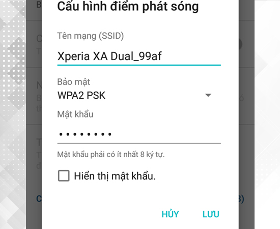 Bước 6: Đặt tên và mật khẩu wifi và chọn Lưu