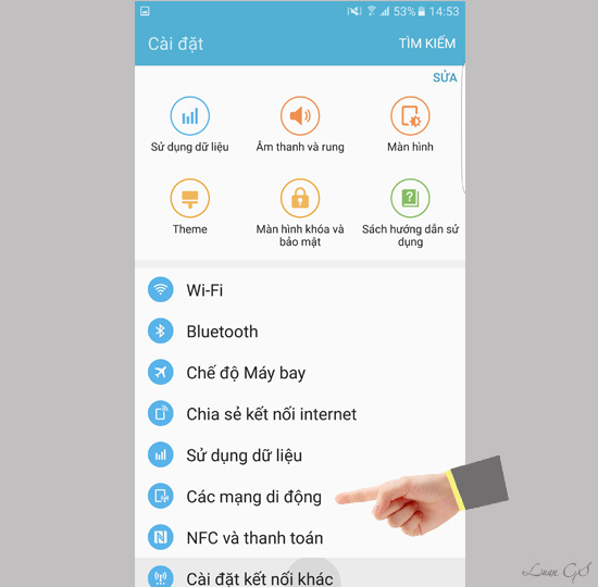 Vào các mạng di động