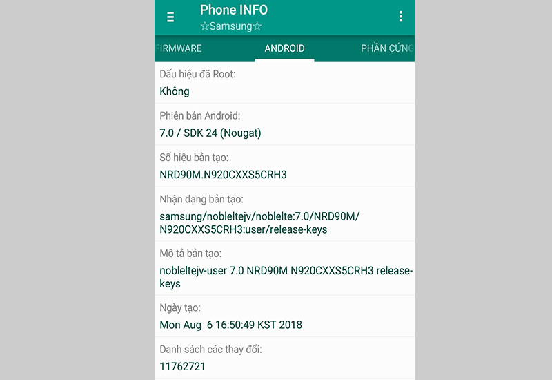 Tab ANDROID để kiểm tra máy đã root hay chưa
