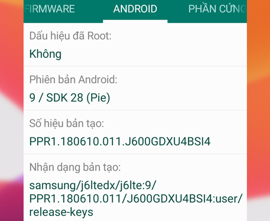 Bước 4:Sau đó bạn hãy mở tab ANDROID để kiểm tra máy mình đã root hay chưa.