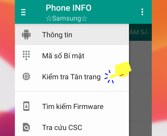 Bước 7: Ngoài ra bạn có thể kiểm tra máy của mình đã được sửa chữa hay chưa bằng cách chọn Dấu 3 gạch nằm ngang phía trái màn hình và chọn Kiểm tra tân trang.