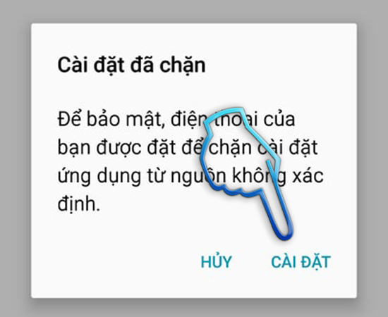 - Bước 5: Chọn Cài Đặt.
