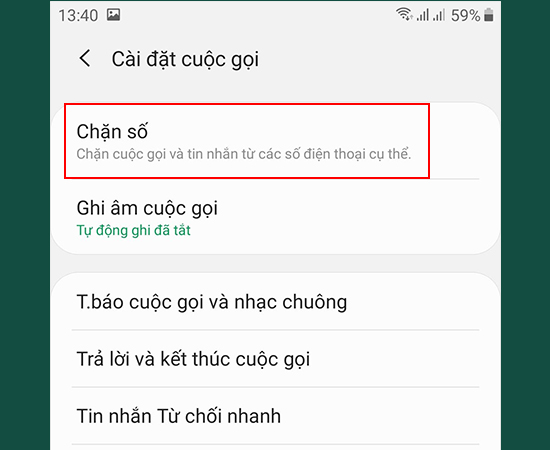 Bước 2: Chọn Chặn số.