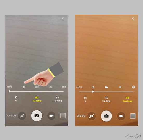 Với các thông số cho phép bạn tùy chỉnh như: ISO, cân bằng trắng...