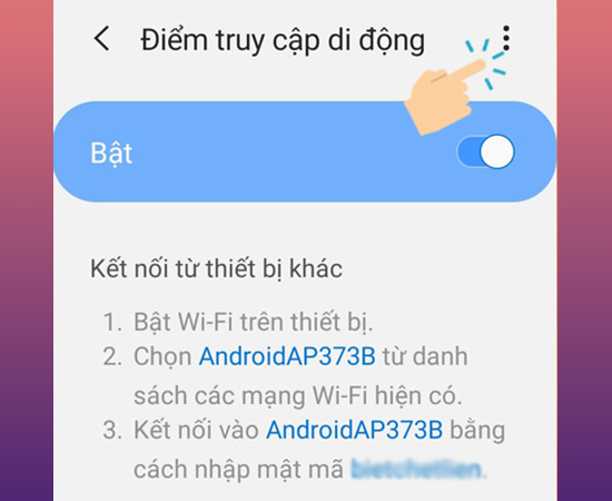 Chọn biểu tượng 3 chấm