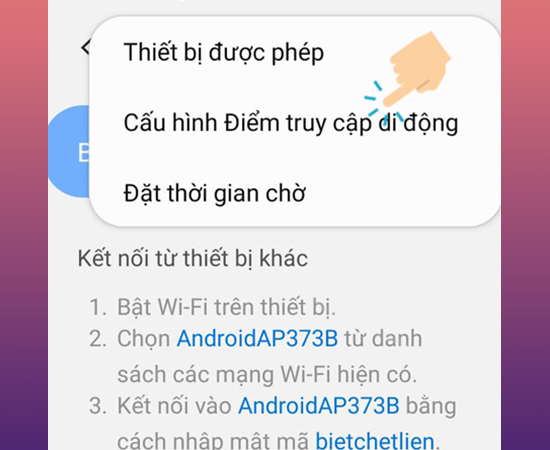 Chọn Cấu hình Điểm truy cập di động