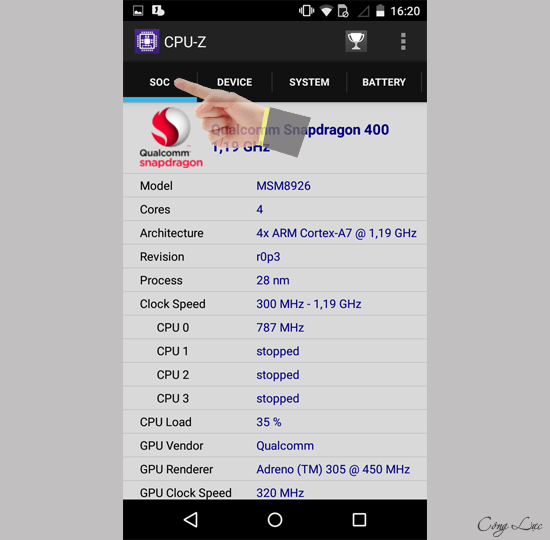 vào xem chip xử lý