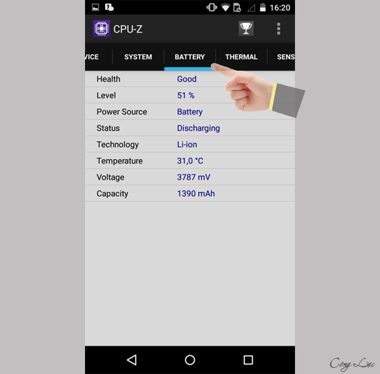 xem thông tin về pin