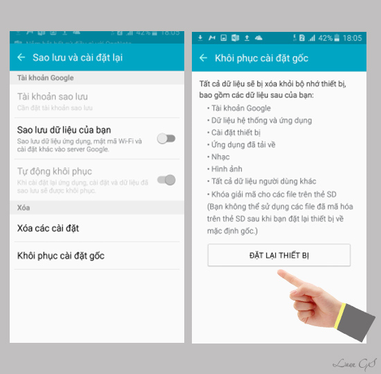 Đặt lại thiết bị