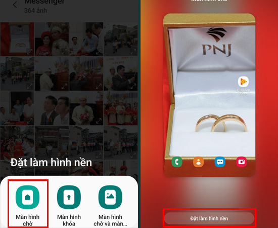 Tương tự, bạn cũng chọn Màn hình chờ và xác nhận Đặt làm hình nền trên điện thoại.