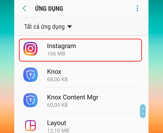 Chọn ứng dụng muốn gỡ bỏ