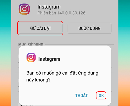 Chọn Gỡ cài đặt