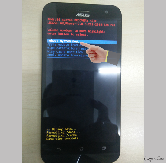 chọn reboot system now