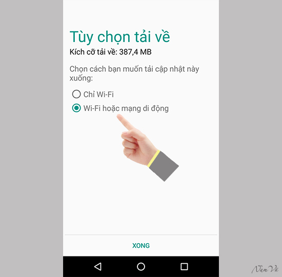 Dùng Wi-Fi để tải cập nhật