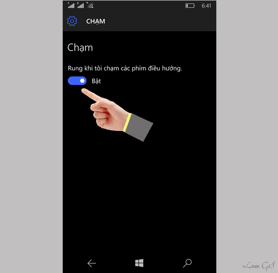Bật tắt rung khi chạm  Chúc các bạn thành công