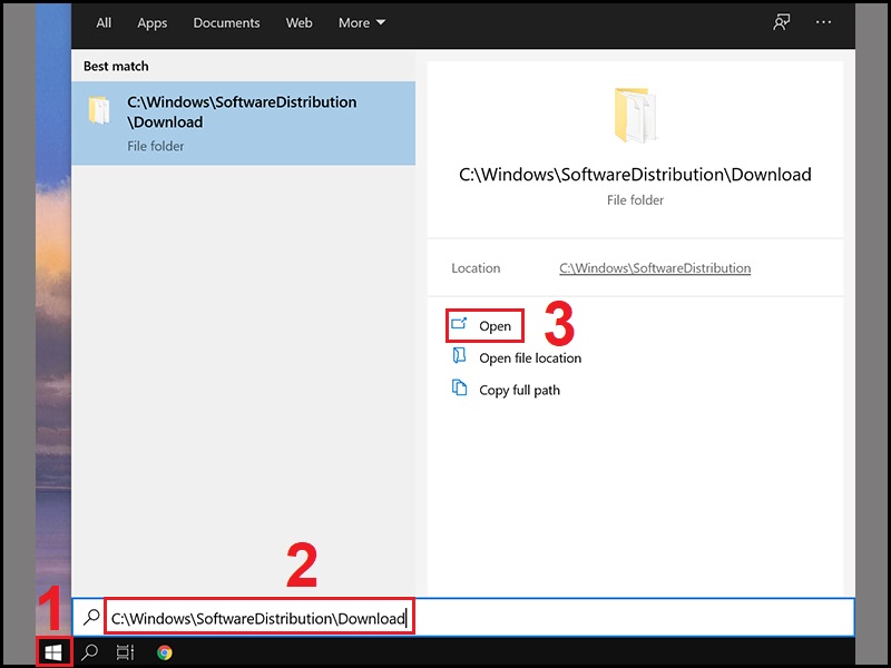 Mở và xóa các mục con trong thư mục Download sau khi vào chế độ Safe Mode trên máy