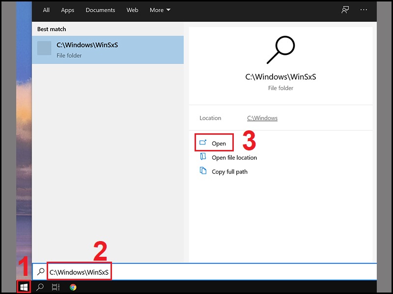 Xóa các thư mục con trong thư mục WinSxS
