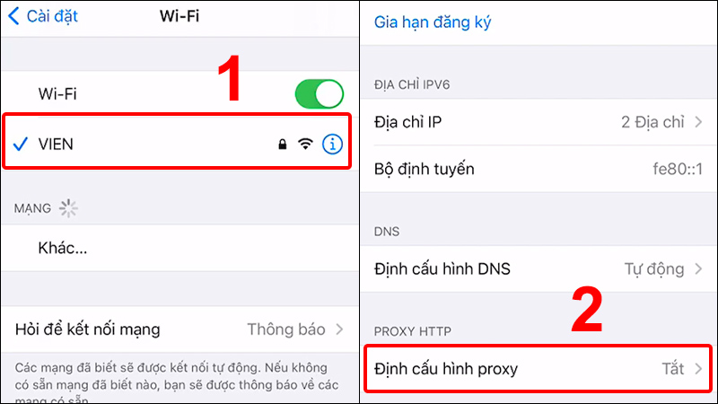 Chọn Định cấu hình proxy mạng WiFi