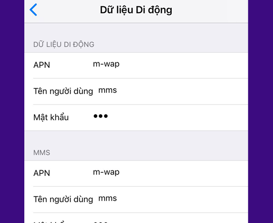 Thiết lập APN