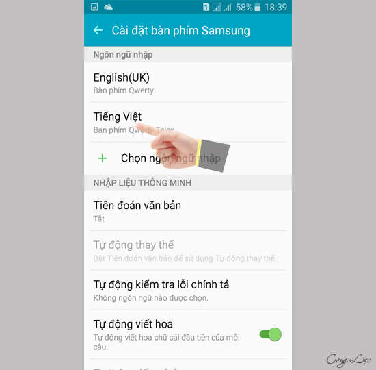 chọn tiếng Việt