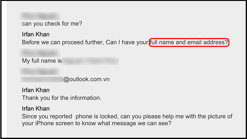 Bạn sẽ cần cung cấp tên và email cho nhân viên Apple