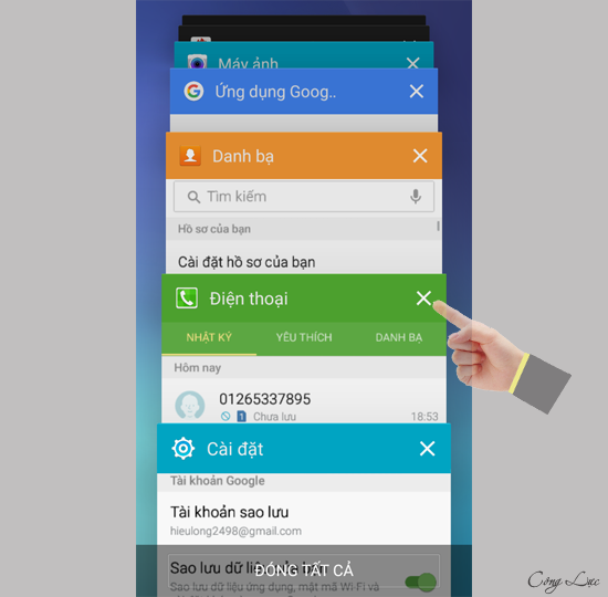 chọn dấu X để tắt ứng dụng chạy ngầm