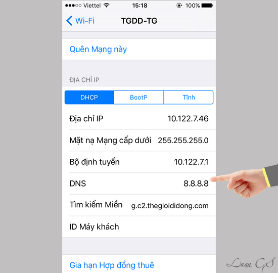 Nhập v&agrave;o th&ocirc;ng số DNS