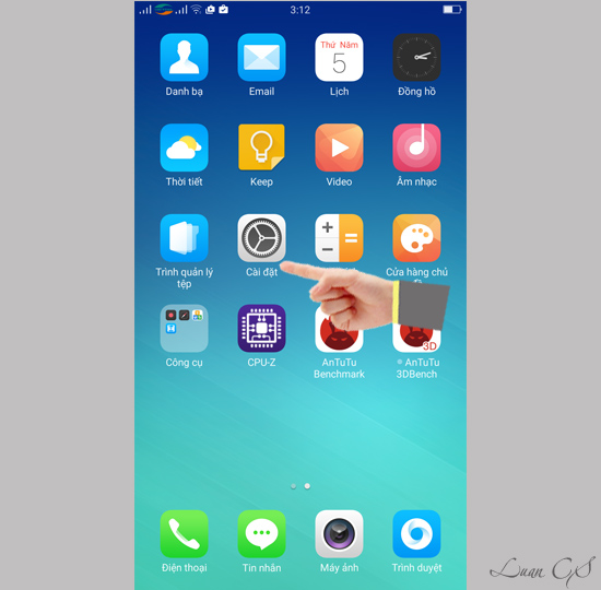 Bạn vào cài đặt