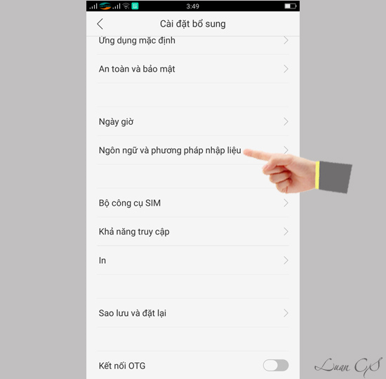 Chọn ngôn ngữ và phương thức nhập