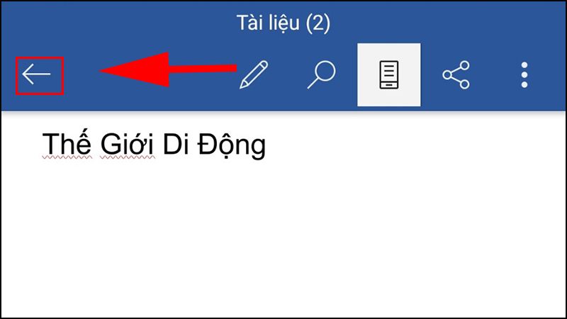 Bấm dấu mũi tên trở lại để lưu văn bản