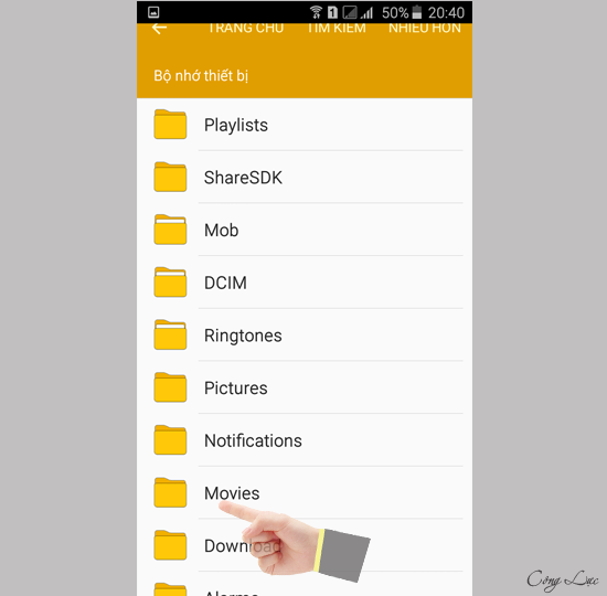nhấn giữ v&agrave;o thư mục cần chuyển
