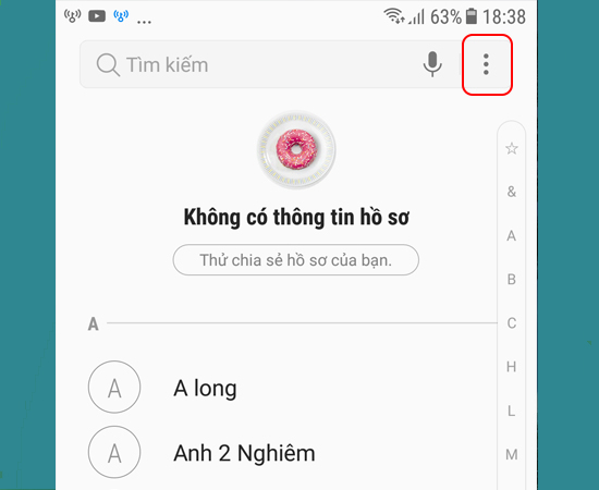 Bước 2: Tiếp theo chọn biểu tượng ba chấm.